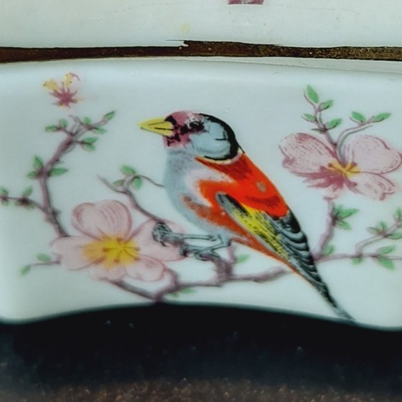 Exotic Bird w/Cherry Blossoms Trinket Box with Lid Made in Portugal - Picture 5 of 9